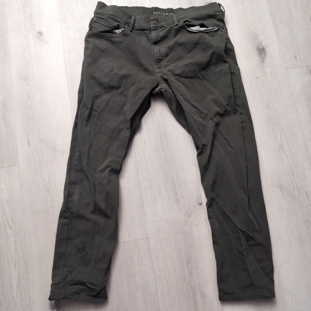 Mott & Bow Jeans Men 36 Green Denim Straight Fit Stretch Comfort Casual